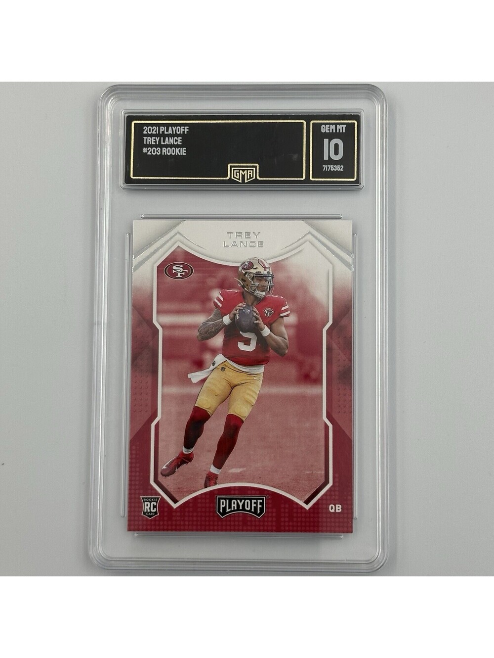 Trey Lance 2021 Panini Playoff RC #203 GMA Graded 10 Gem Mint